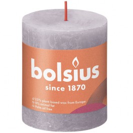 Bolsius paars rustiek stompkaars 80/68 (35 uur) Eco Shine Frosted Lavender 