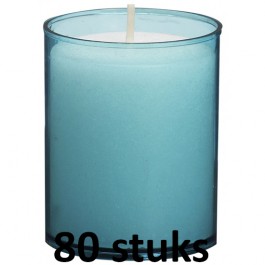 80 stuks Bolsius relight kaars in aqua blauw kunststof kaarsenhouder