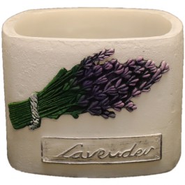Witte lavendel provence vierkante wax windlicht 95/130/130 (incl. 1 stuk 3 uurs theelicht)