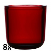 8 stuks rood transparant refill houders 75/75 van glas