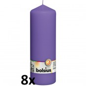 8 stuks violet stompkaarsen 200/70 van Bolsius extra goedkoop in een voordeel verpakking