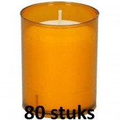 80 stuks Bolsius relight kaars in oranje kunststof kaarsenhouder